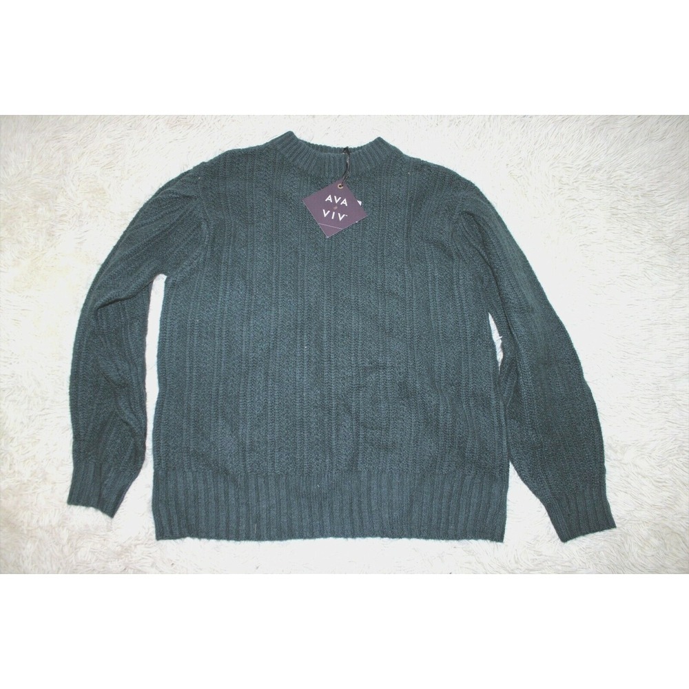 Ava & Viv Green Sweater Long Sleeve Very Soft Crewneck NEW size X 14W
